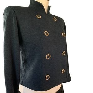 St John By Marie Gray Double Breasted Jacket Blazer Santana Knit Size Small